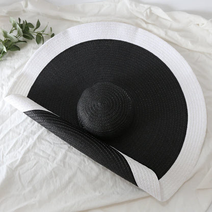 Women's Oversized Straw Sun Hat With Wide Brim UV Protection Design