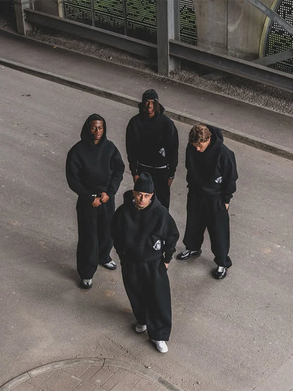 Retro Streetwear Hoodie Sweatpants Set For Men