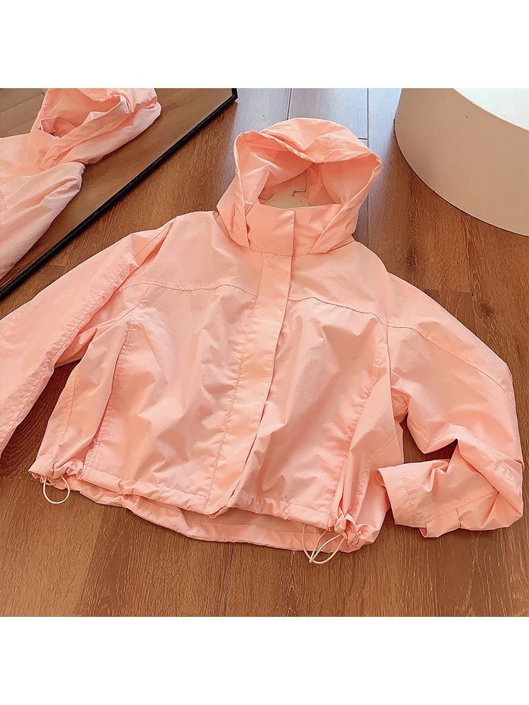 Women's Windproof Hooded Jacket With Long Sleeve Outdoor Sport Style Design