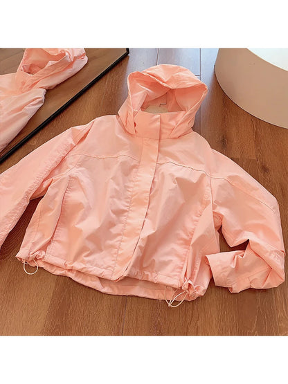 Women's Windproof Hooded Jacket With Long Sleeve Outdoor Sport Style Design