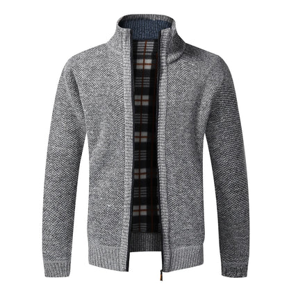 Mens Fleece Cardigan Jacket With Full Zip Warm Winter Fashion Style