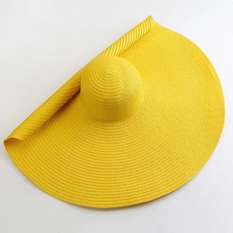 Women's Oversized Straw Sun Hat With Wide Brim UV Protection Design
