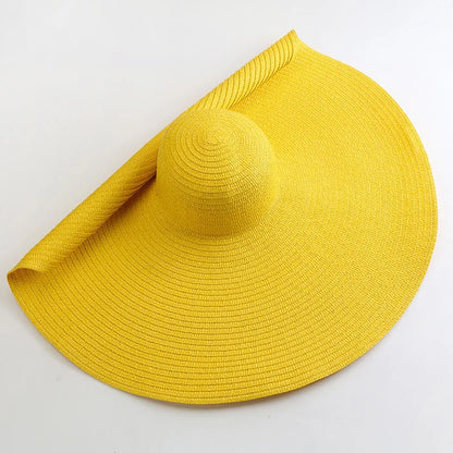 Women's Oversized Straw Sun Hat With Wide Brim UV Protection Design
