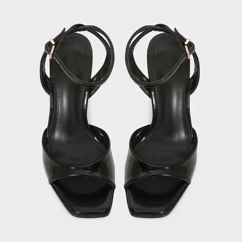 Elegant Ankle Strap High Heels With Square Toe Fashion Design Features