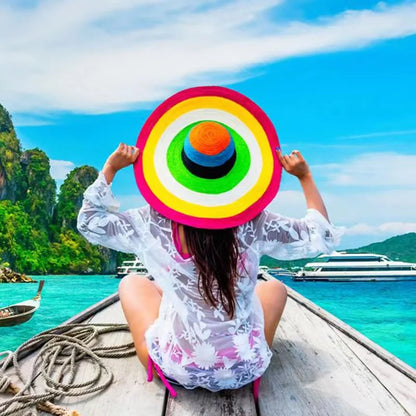 Women's Oversized Straw Sun Hat With Wide Brim UV Protection Design