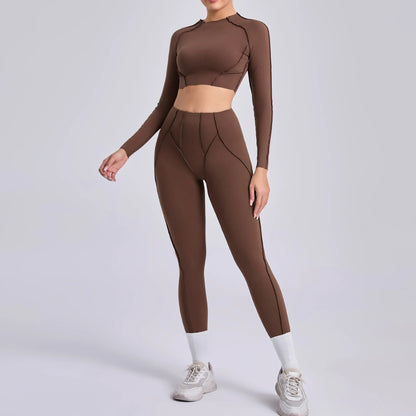 Seamless Yoga Fitness Set With High Waist Leggings And Backless Bra