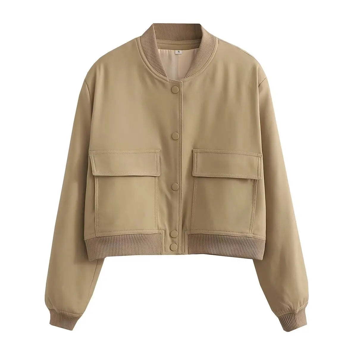 Women's Solid Bomber Jacket With Chic Long Sleeve Fashion Style Design