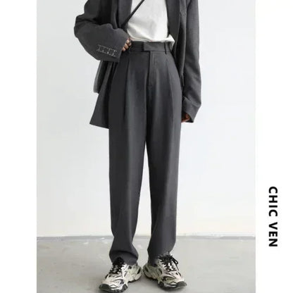 Women's Casual Wide Leg Suit Pants With Straight Office Fashion Style