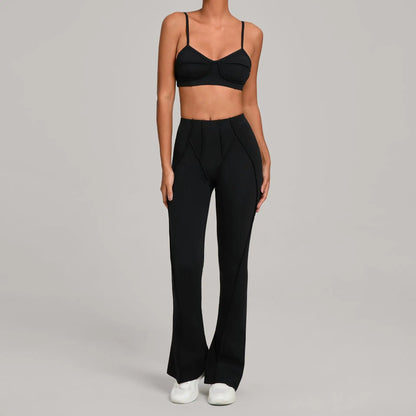 Seamless Yoga Fitness Set With High Waist Leggings And Backless Bra