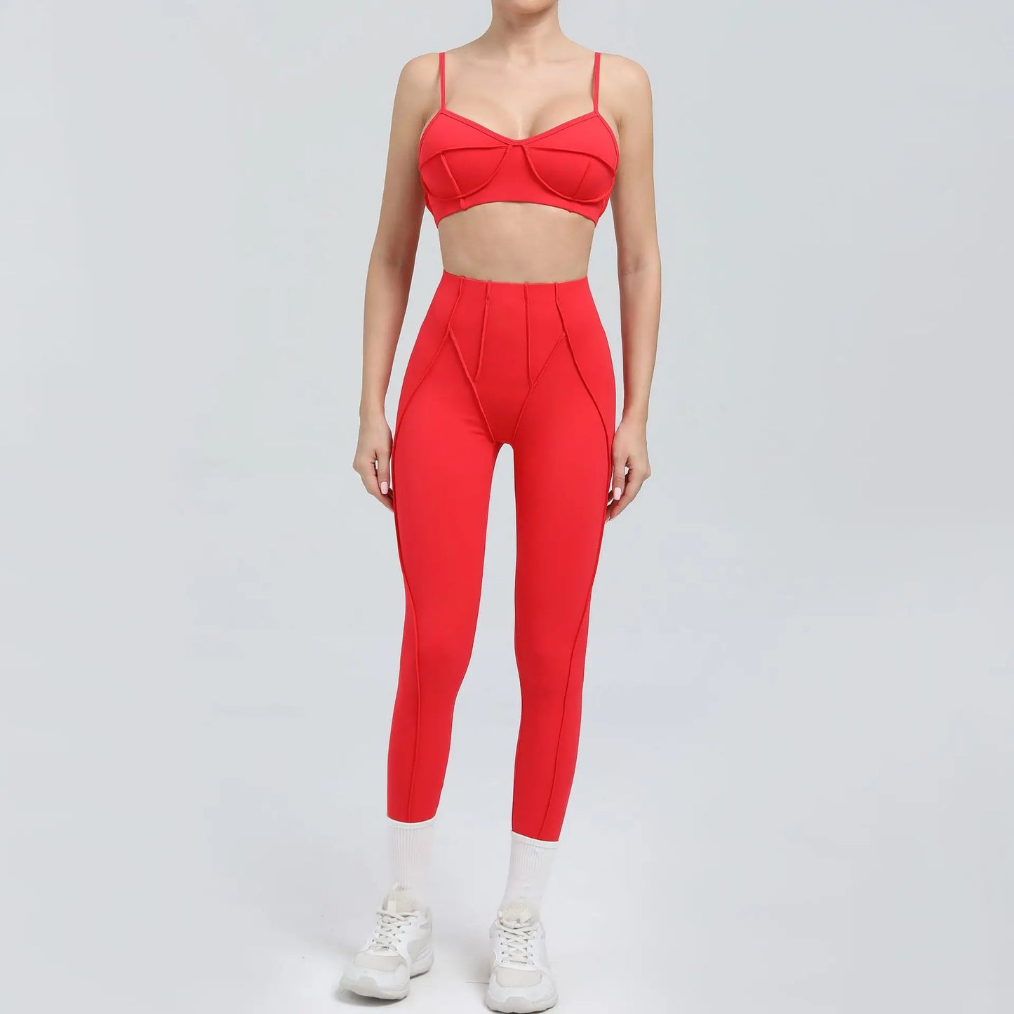 Seamless Yoga Fitness Set With High Waist Leggings And Backless Bra