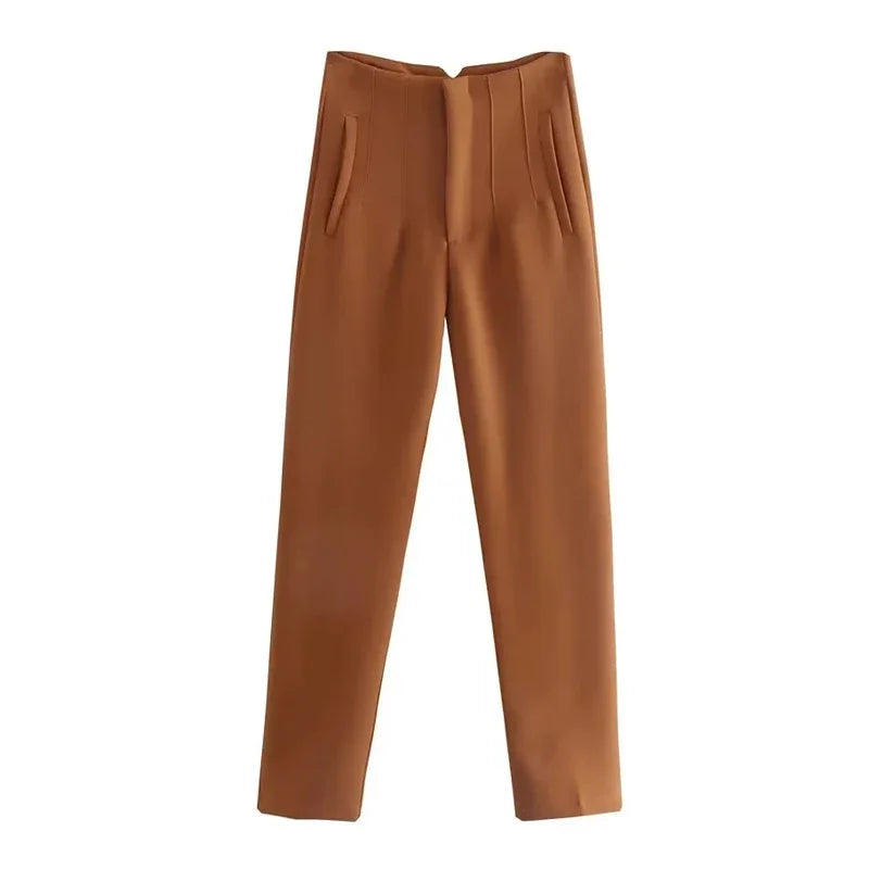 Women's High Waist Formal Pants With Elegant Office Fashion Style Design