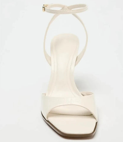 Elegant Ankle Strap High Heels With Square Toe Fashion Design Features