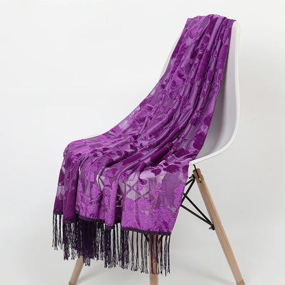 Women's Floral Lace Silk Scarf With Elegant Gradient Fashion Design Style