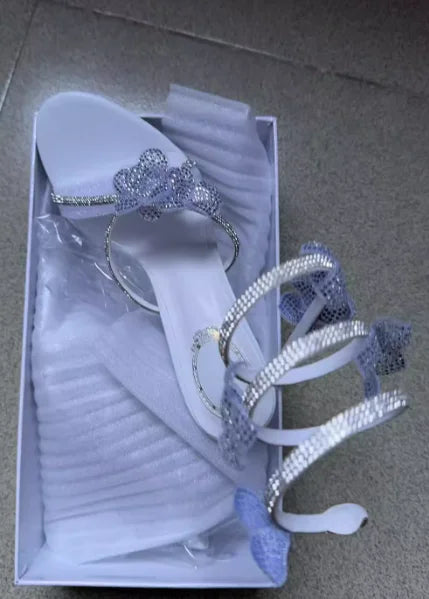 Crystal Flower Ankle Strap High Heel Sandals For Stylish Women's Fashion