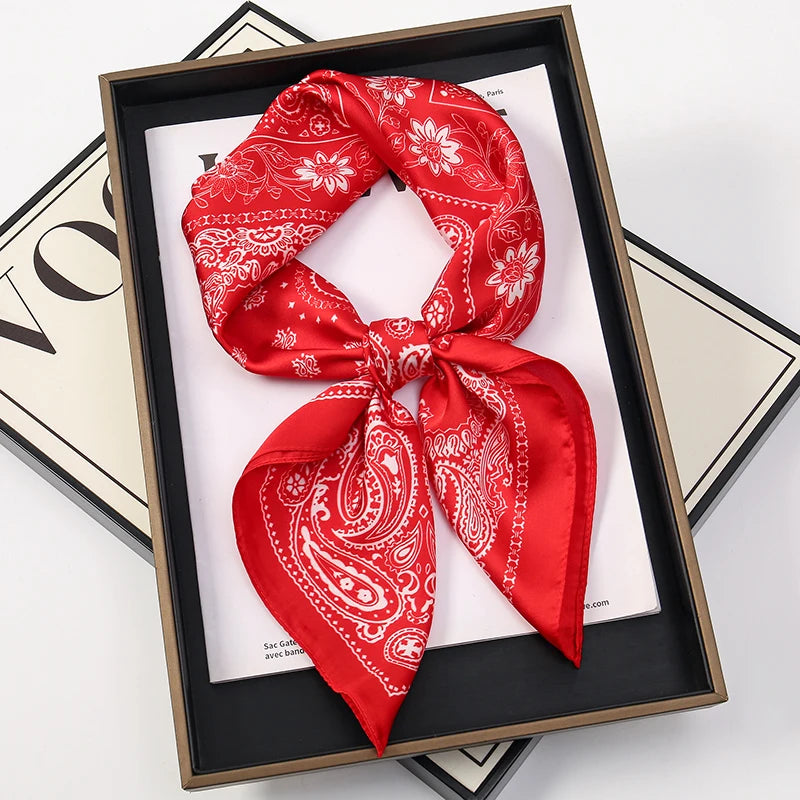 Luxury Square Silk Scarf With Satin Fashion Hijab Hairband Design Style