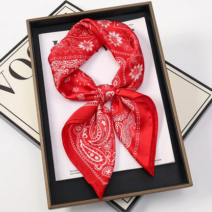 Luxury Square Silk Scarf With Satin Fashion Hijab Hairband Design Style