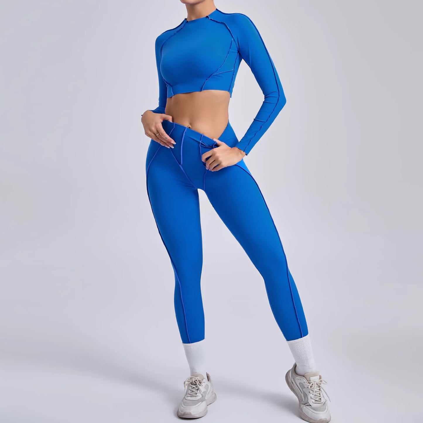 Seamless Yoga Fitness Set With High Waist Leggings And Backless Bra