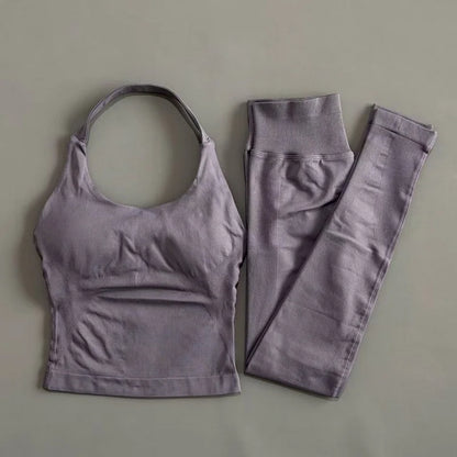 Women Yoga Sportswear Set With Gym Leggings And Fitness Top