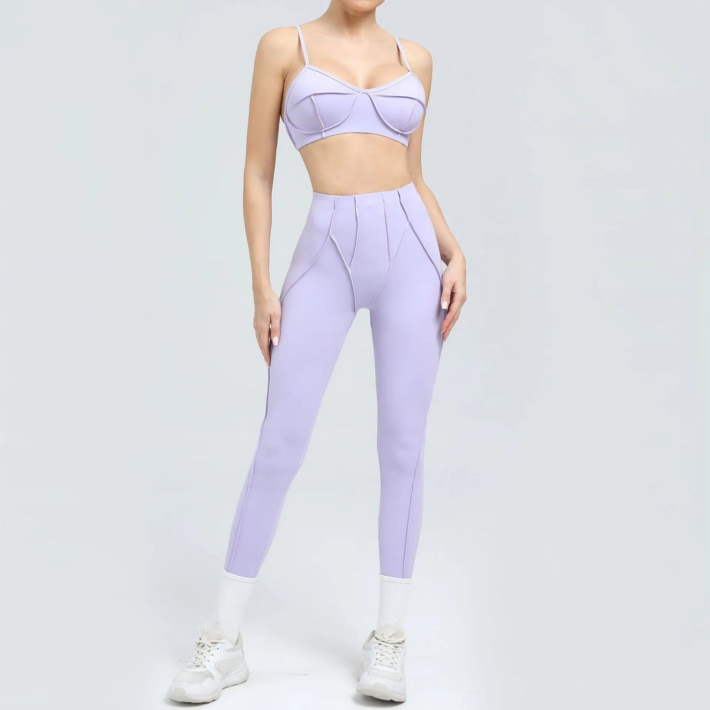 Seamless Yoga Fitness Set With High Waist Leggings And Backless Bra