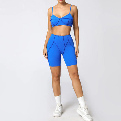 Seamless Yoga Fitness Set With High Waist Leggings And Backless Bra