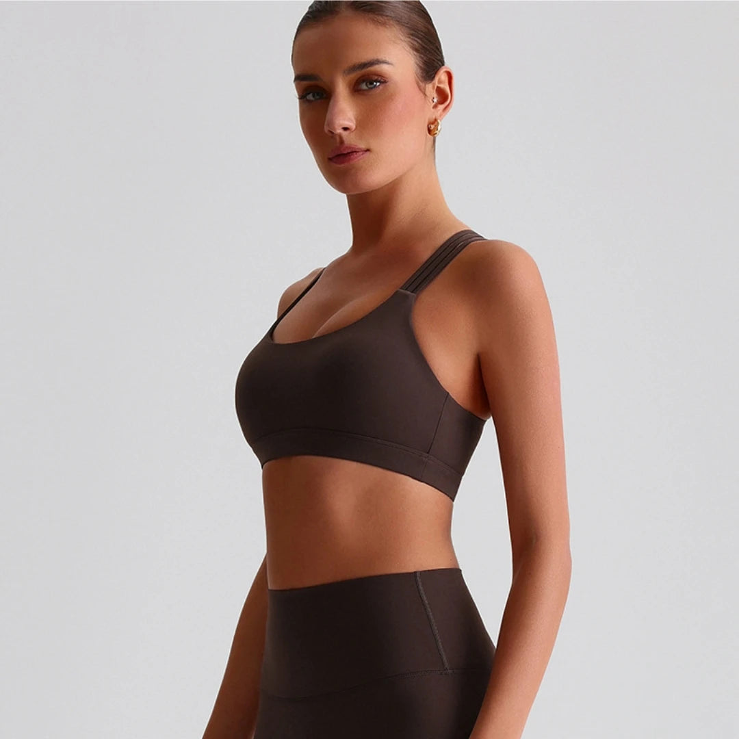 Women Cross Back Sports Bra With Chest Pad For Yoga Training