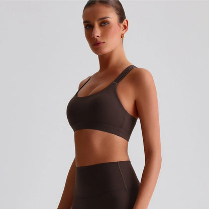 Women Cross Back Sports Bra With Chest Pad For Yoga Training
