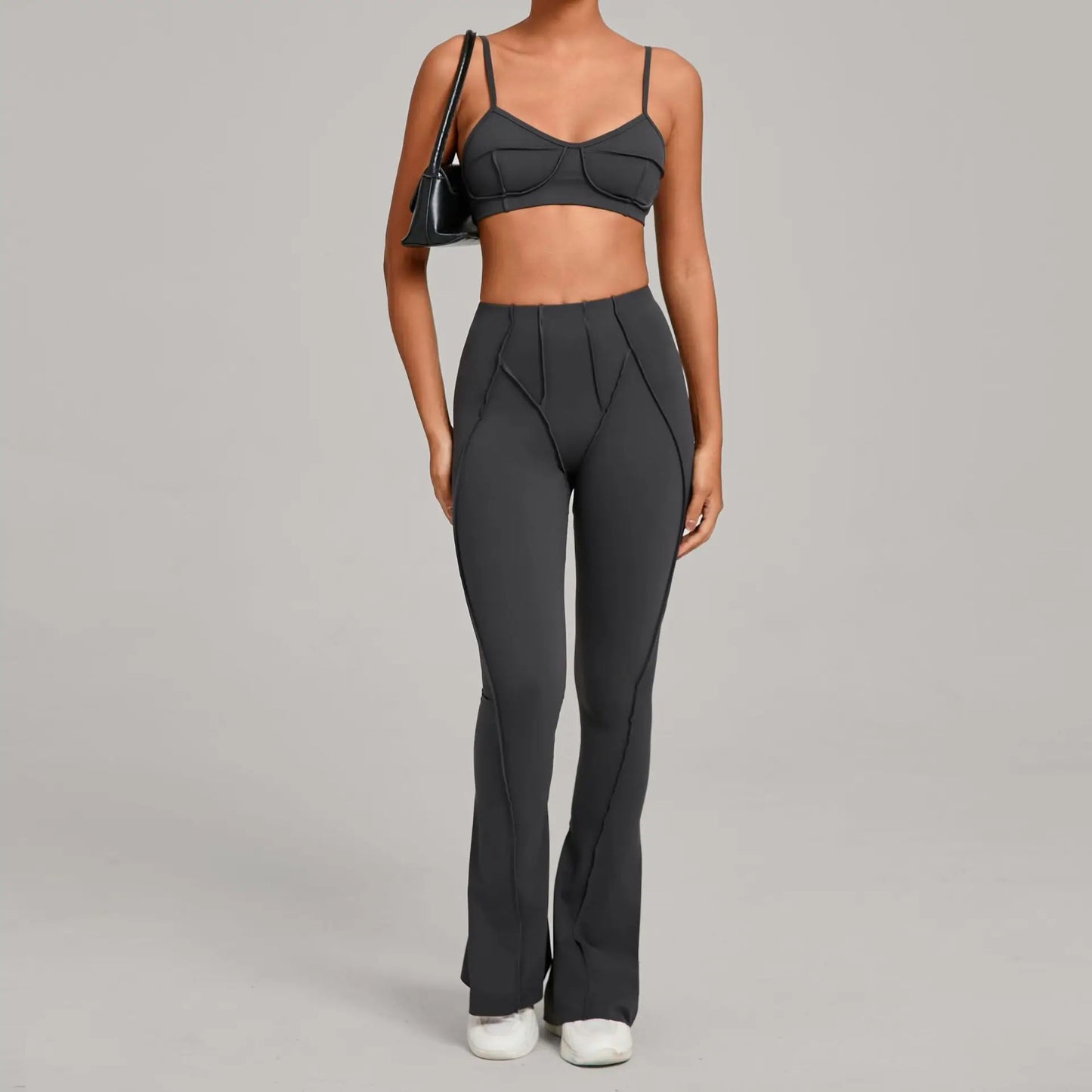 Seamless Yoga Fitness Set With High Waist Leggings And Backless Bra
