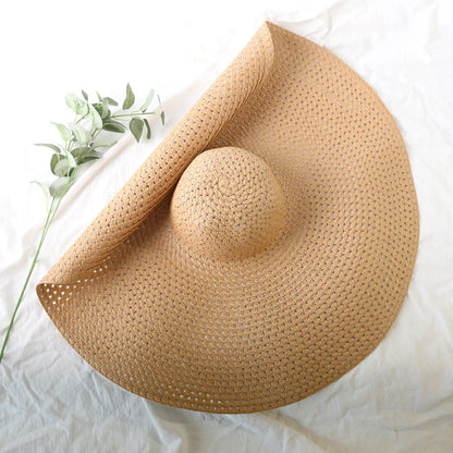 Women's Oversized Straw Sun Hat With Wide Brim UV Protection Design