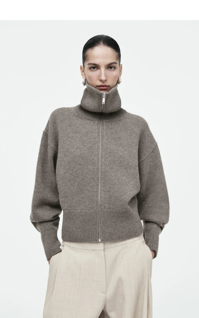 Women's Knitted Pilot Jacket With Waist Cinching Casual Fashion Style Design