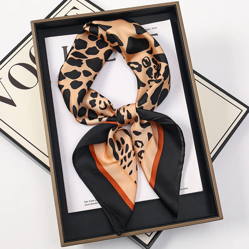 Luxury Square Silk Scarf With Satin Fashion Hijab Hairband Design Style