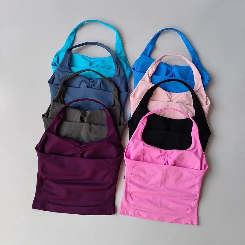 Halter Yoga Sports Vest With Shockproof Support For Fitness Training Activities