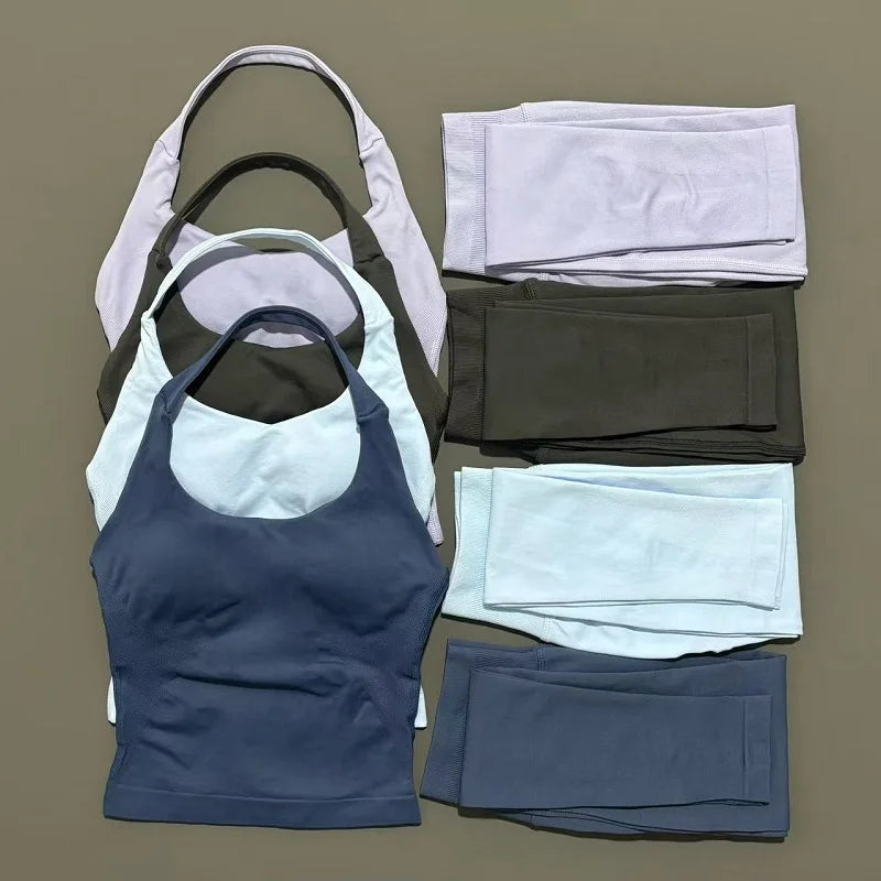 Women Yoga Sportswear Set With Gym Leggings And Fitness Top