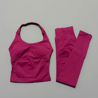 Women Yoga Sportswear Set With Gym Leggings And Fitness Top