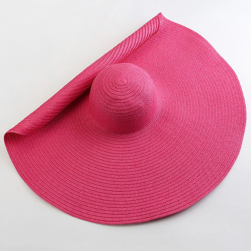 Women's Oversized Straw Sun Hat With Wide Brim UV Protection Design