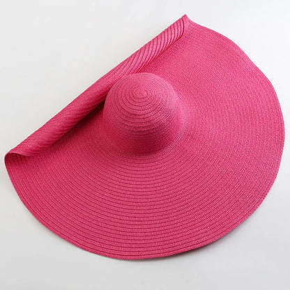 Women's Oversized Straw Sun Hat With Wide Brim UV Protection Design