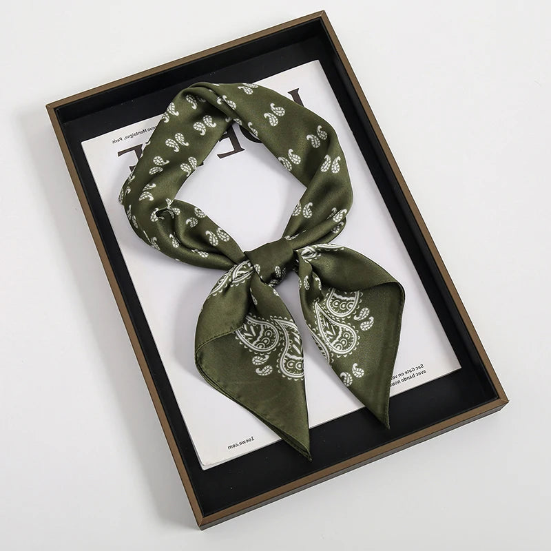 Luxury Square Silk Scarf With Satin Fashion Hijab Hairband Design Style