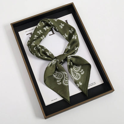 Luxury Square Silk Scarf With Satin Fashion Hijab Hairband Design Style