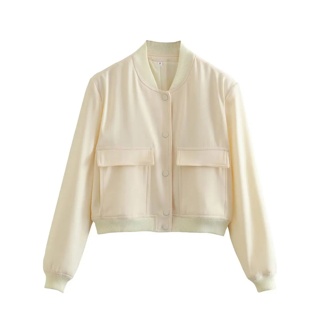 Women's Solid Bomber Jacket With Chic Long Sleeve Fashion Style Design