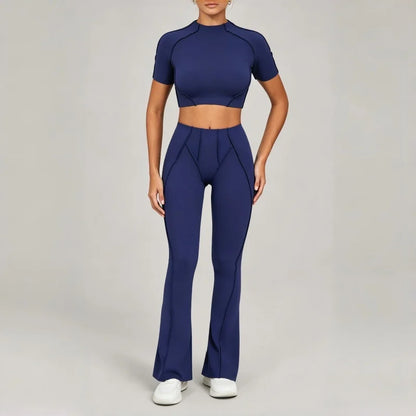 Seamless Yoga Fitness Set With High Waist Leggings And Backless Bra