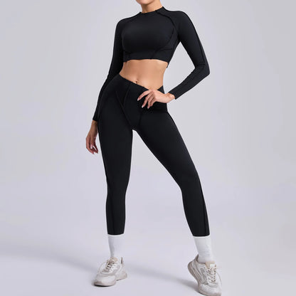 Seamless Yoga Fitness Set With High Waist Leggings And Backless Bra