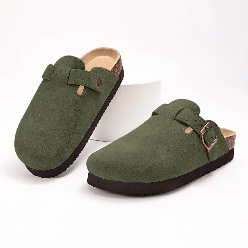 Women Cork Suede Clogs With Arch Support And Antislip Outdoor Comfort