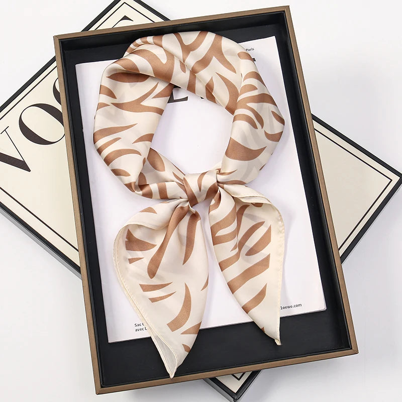 Luxury Square Silk Scarf With Satin Fashion Hijab Hairband Design Style