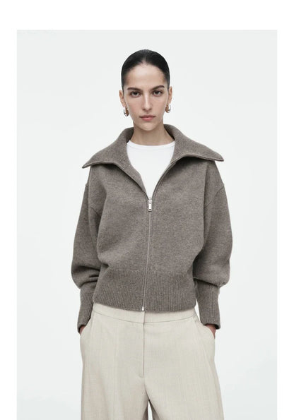 Women's Knitted Pilot Jacket With Waist Cinching Casual Fashion Style Design