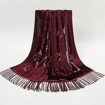 Women's Floral Lace Silk Scarf With Elegant Gradient Fashion Design Style