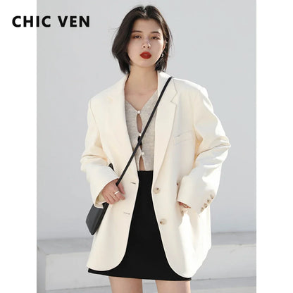 Women's Korean Casual Blazer With Elegant Long Sleeve Office Fashion Style