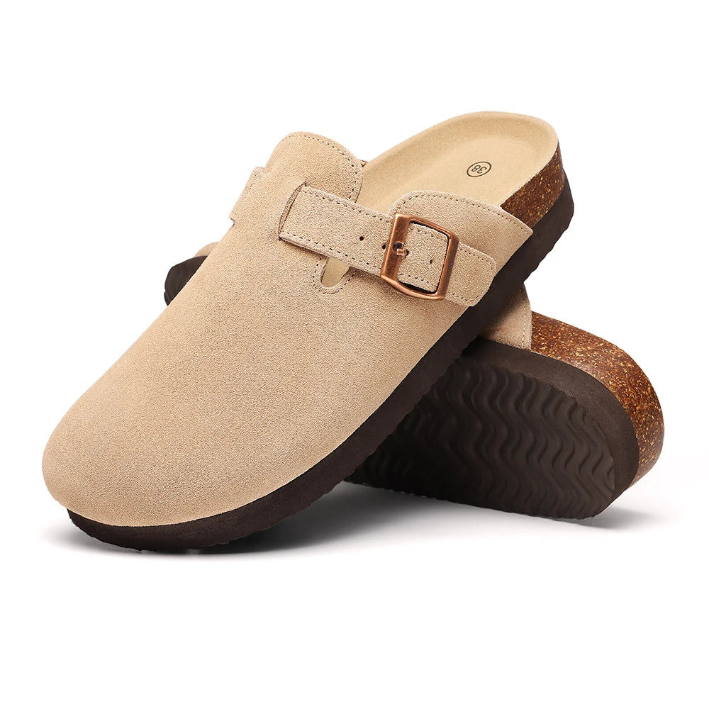 Women Cork Suede Clogs With Arch Support And Antislip Outdoor Comfort