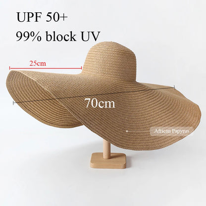Women's Oversized Straw Sun Hat With Wide Brim UV Protection Design