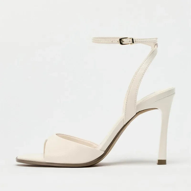 Elegant Ankle Strap High Heels With Square Toe Fashion Design Features