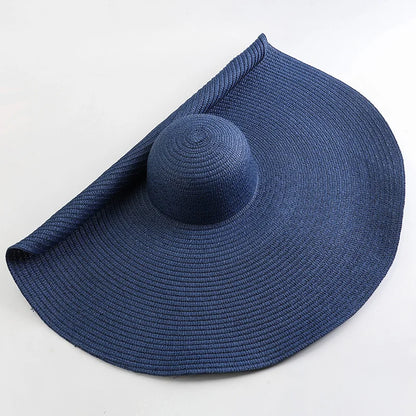 Women's Oversized Straw Sun Hat With Wide Brim UV Protection Design