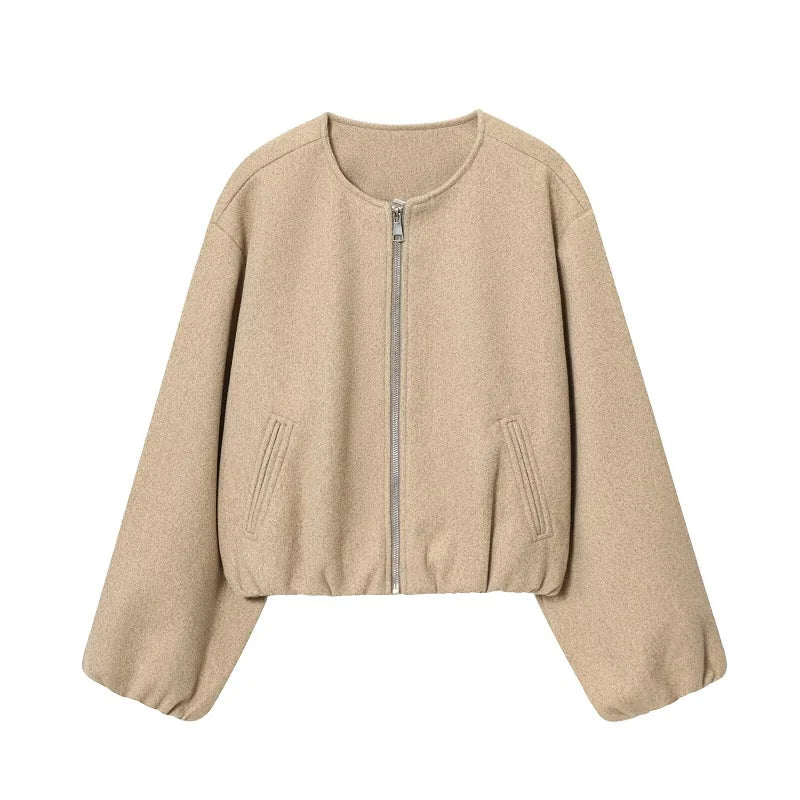 Women's Black Bomber Jacket With Cropped Varsity Winter Fashion Style Design